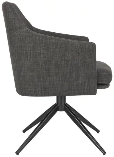 Signa Armchair in Charcoal Fabric with Black Steel Base - Set of 1