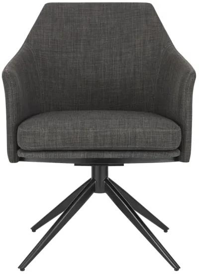 Signa Armchair in Charcoal Fabric with Black Steel Base - Set of 1