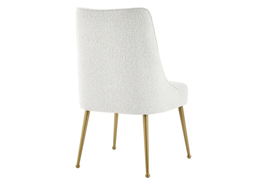 Cedric Fabric Dining Side Chair Gold Legs, Boucle Beige  - Set of 2