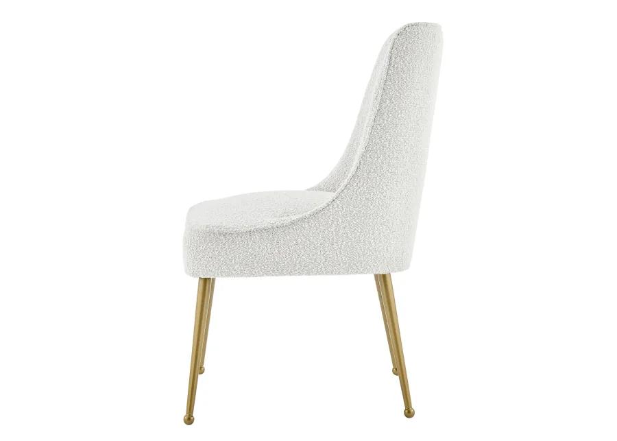 Cedric Fabric Dining Side Chair Gold Legs, Boucle Beige  - Set of 2