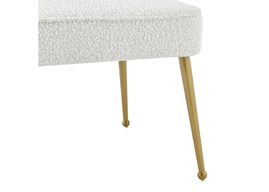 Cedric Fabric Dining Side Chair Gold Legs, Boucle Beige  - Set of 2