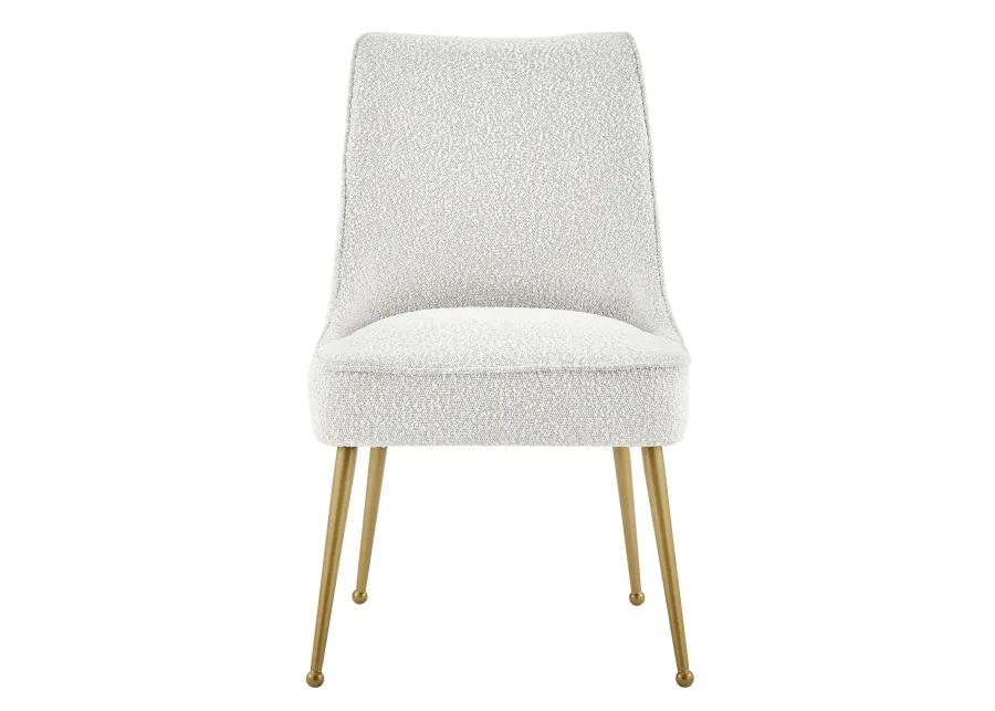 Cedric Fabric Dining Side Chair Gold Legs, Boucle Beige  - Set of 2