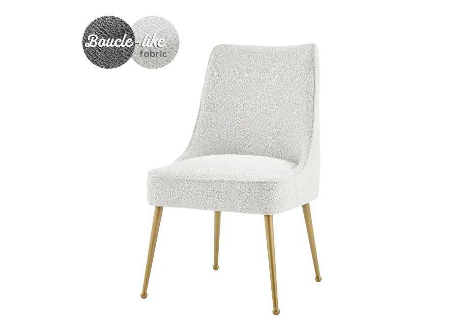 Cedric Fabric Dining Side Chair Gold Legs, Boucle Beige  - Set of 2