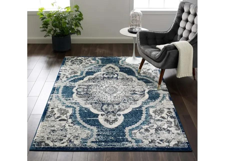 Entourage Malia Distressed Vintage Floral Persian Medallion 5x8 Area Rug