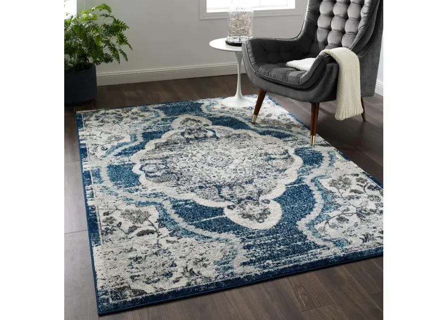 Entourage Malia Distressed Vintage Floral Persian Medallion 5x8 Area Rug