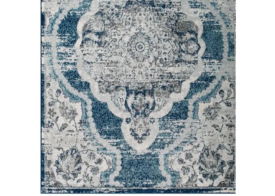 Entourage Malia Distressed Vintage Floral Persian Medallion 5x8 Area Rug