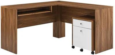 Transmit Wood Desk and File Cabinet Set