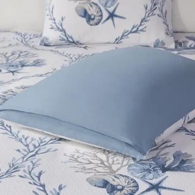 Harbor House Pismo Beach Blue/White 5 Piece Cotton Duvet Cover Set with Throw Pillows