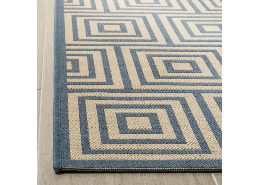 LINDEN 173 Collection LND173N-28 Cream / Blue 2'-2" X 8'