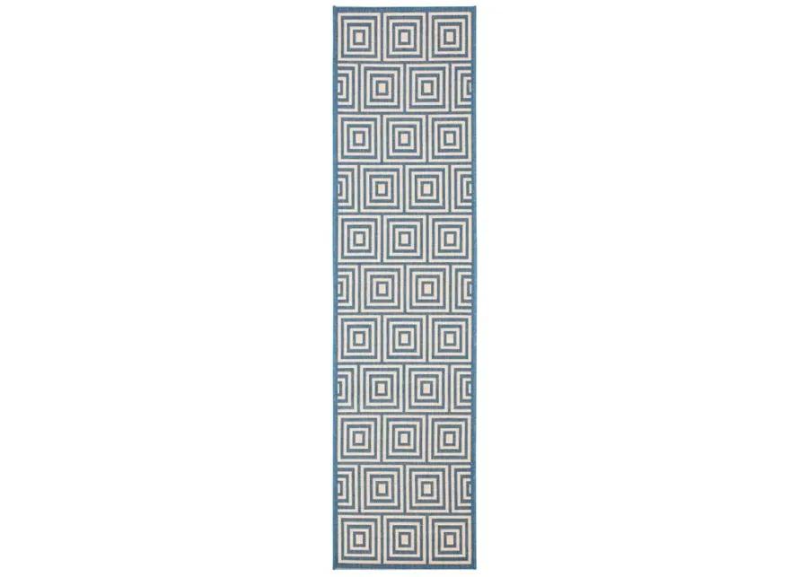 LINDEN 173 Collection LND173N-28 Cream / Blue 2'-2" X 8'