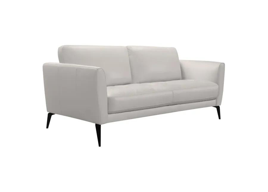 Hope Contemporary Sofa in Genuine Dove Gray Leather with Black Metal Legs