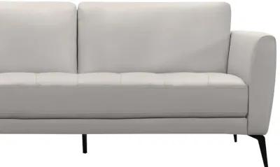 Hope Contemporary Sofa in Genuine Dove Gray Leather with Black Metal Legs