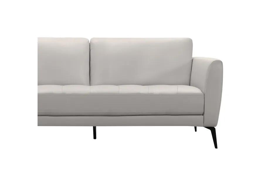 Hope Contemporary Sofa in Genuine Dove Gray Leather with Black Metal Legs