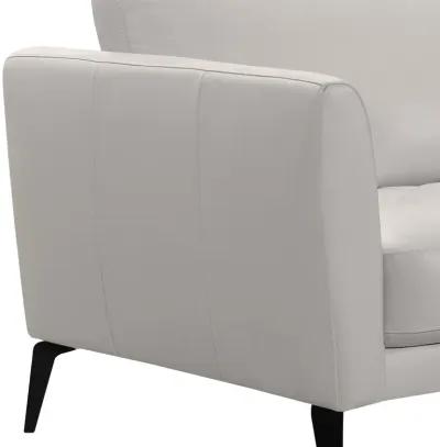 Hope Contemporary Sofa in Genuine Dove Gray Leather with Black Metal Legs