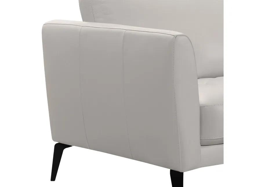 Hope Contemporary Sofa in Genuine Dove Gray Leather with Black Metal Legs