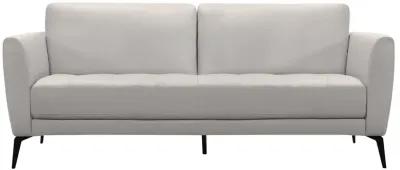 Hope Contemporary Sofa in Genuine Dove Gray Leather with Black Metal Legs