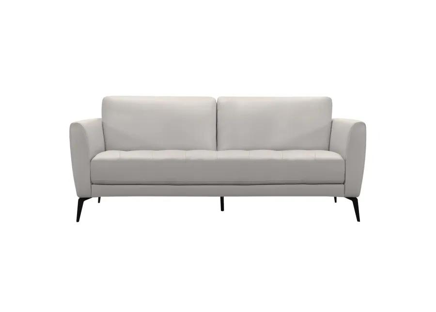 Hope Contemporary Sofa in Genuine Dove Gray Leather with Black Metal Legs