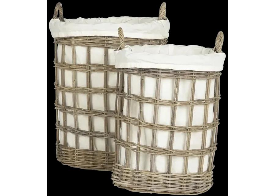 ADISA WICKER STORAGE HAMPER - TWO IN ONE