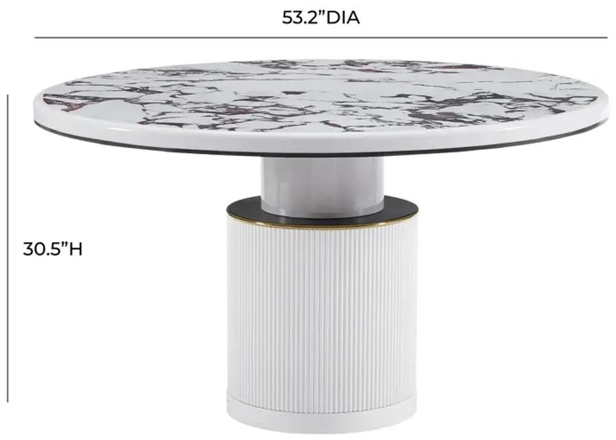 Vanessa White Marble Lacquer 53" Round Dining Table