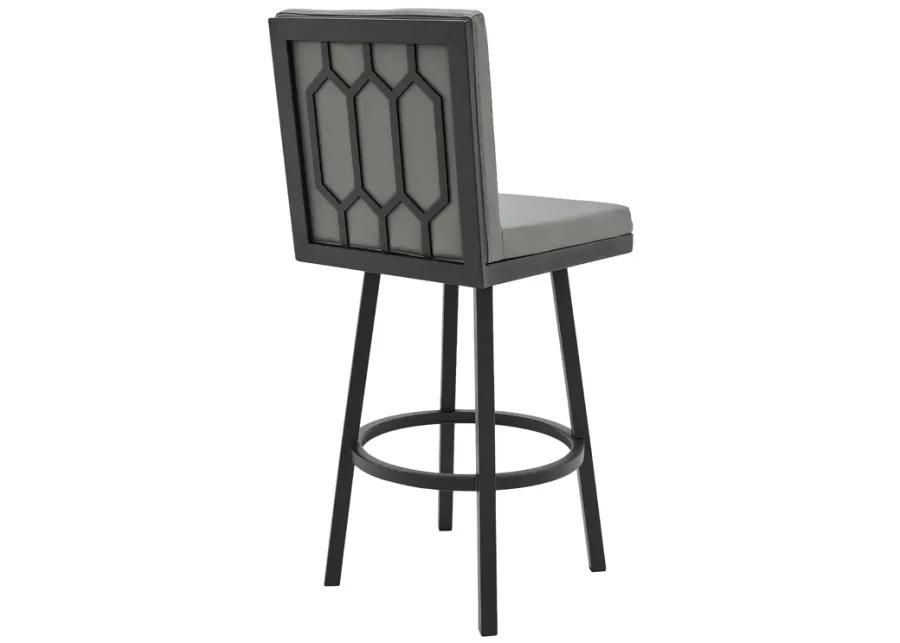 Rochester Swivel Modern Metal and Gray Faux Leather Bar and Counter Stool