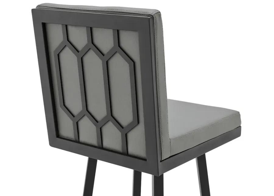 Rochester Swivel Modern Metal and Gray Faux Leather Bar and Counter Stool