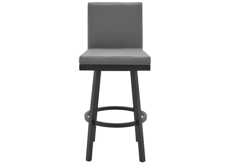 Rochester Swivel Modern Metal and Gray Faux Leather Bar and Counter Stool