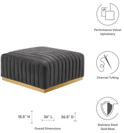 Conjure Channel Tufted Performance Velvet Ottoman