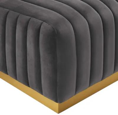 Conjure Channel Tufted Performance Velvet Ottoman