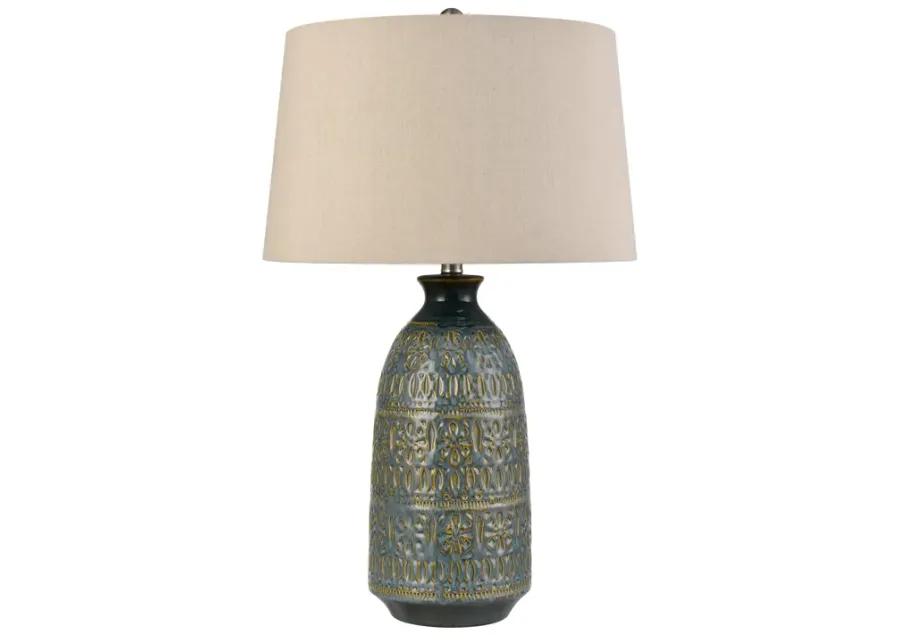 Burnie 28'' High 1-Light Table Lamp - Blue Glazed - Includes LED Bulb