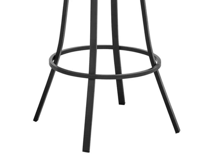 Palmdale 26" Swivel Slate Grey Faux Leather and Black Metal Bar Stool