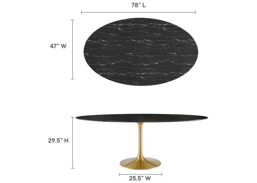 Lippa 78" Oval Artificial Marble Dining Table