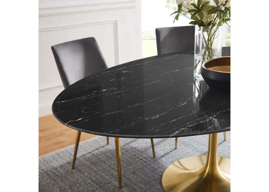 Lippa 78" Oval Artificial Marble Dining Table