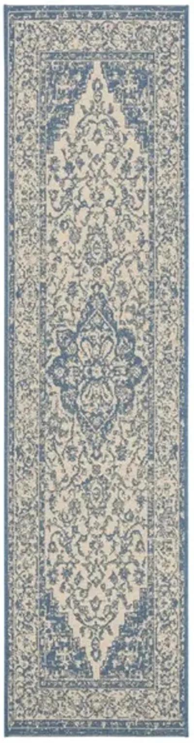 LINDEN 137 Collection LND137N-212 Cream / Blue 2'-2" X 12'