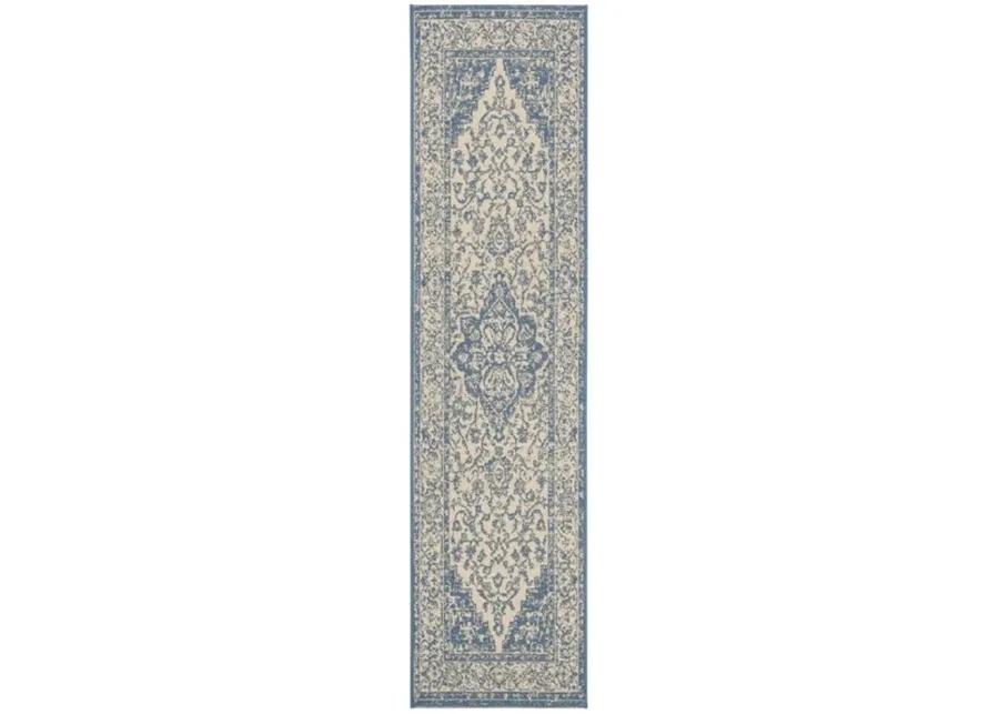 LINDEN 137 Collection LND137N-212 Cream / Blue 2'-2" X 12'