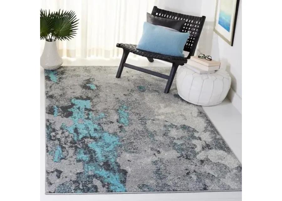 Adirondack Contemporary Turquoise / Grey 5'-1" X 7'-6" Powerloomed Rug