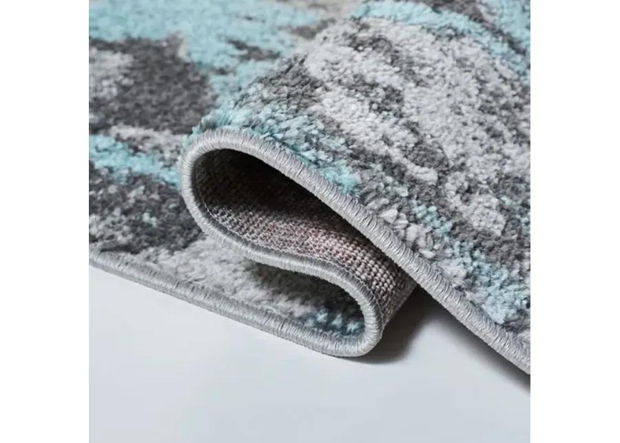 Adirondack Contemporary Turquoise / Grey 5'-1" X 7'-6" Powerloomed Rug