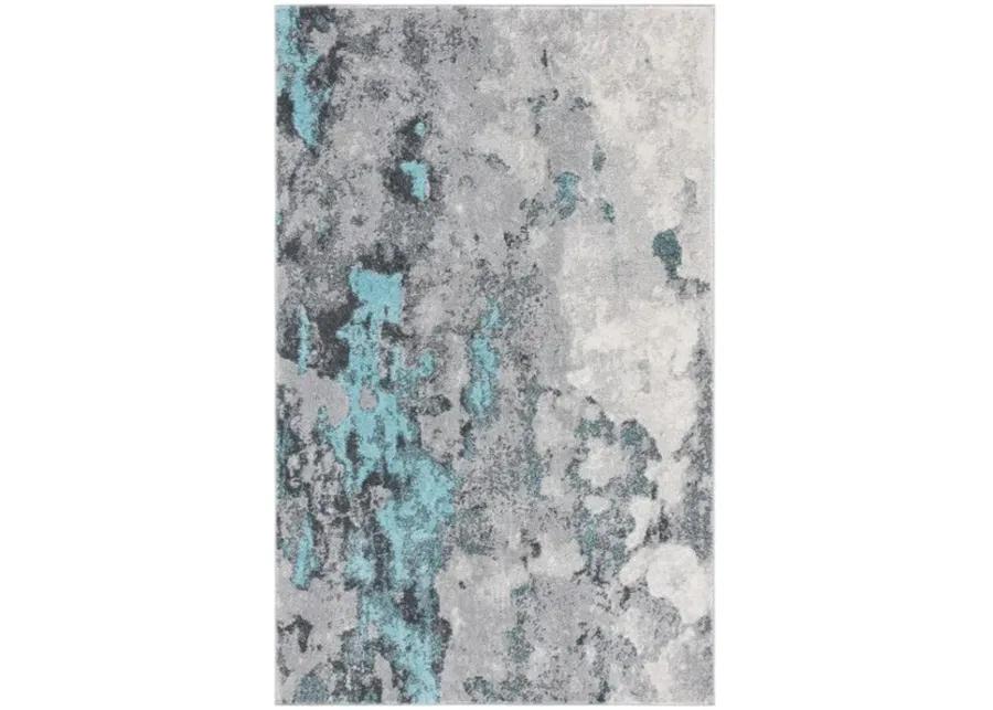 Adirondack Contemporary Turquoise / Grey 5'-1" X 7'-6" Powerloomed Rug