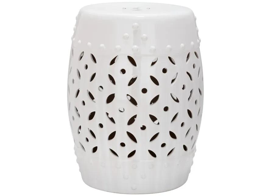 White Lattice Coin Garden Stool