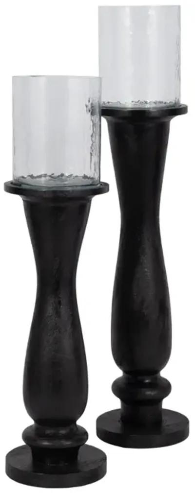 27" Traditional Hurricane On Pedestal, Black