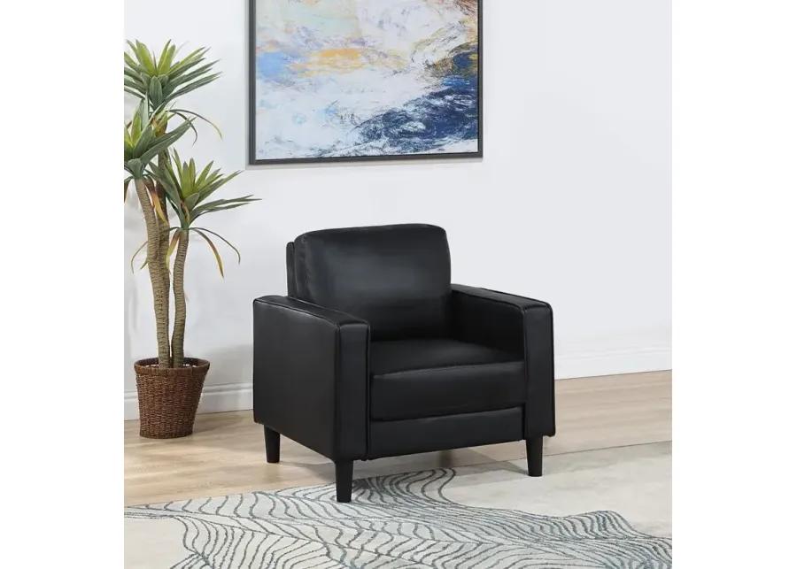 Ruth Upholstered Track Arm Faux Leather Accent Chair Black