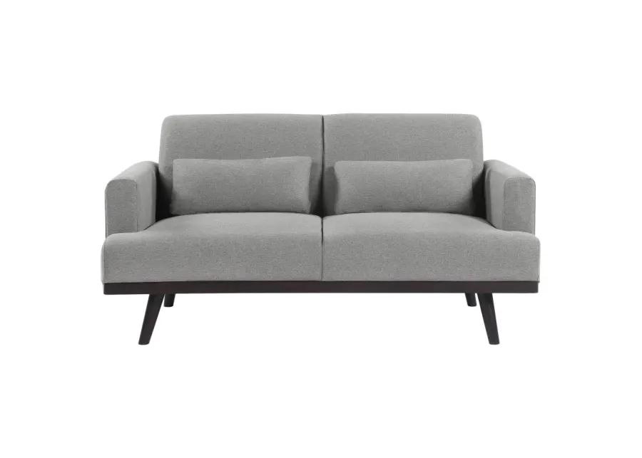 Blake Upholstered Loveseat with Track Arms Sharkskin and Dark Brown