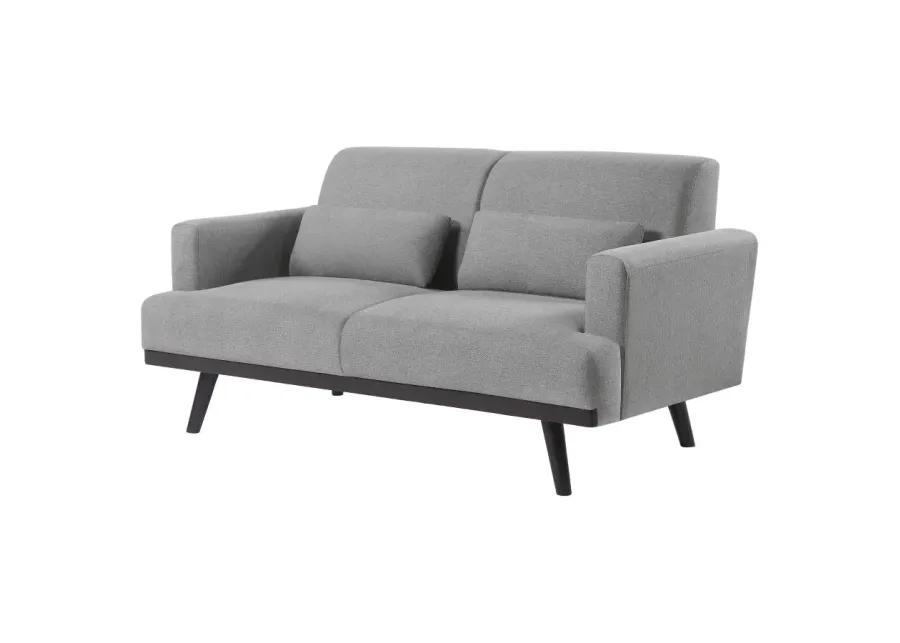 Blake Upholstered Loveseat with Track Arms Sharkskin and Dark Brown