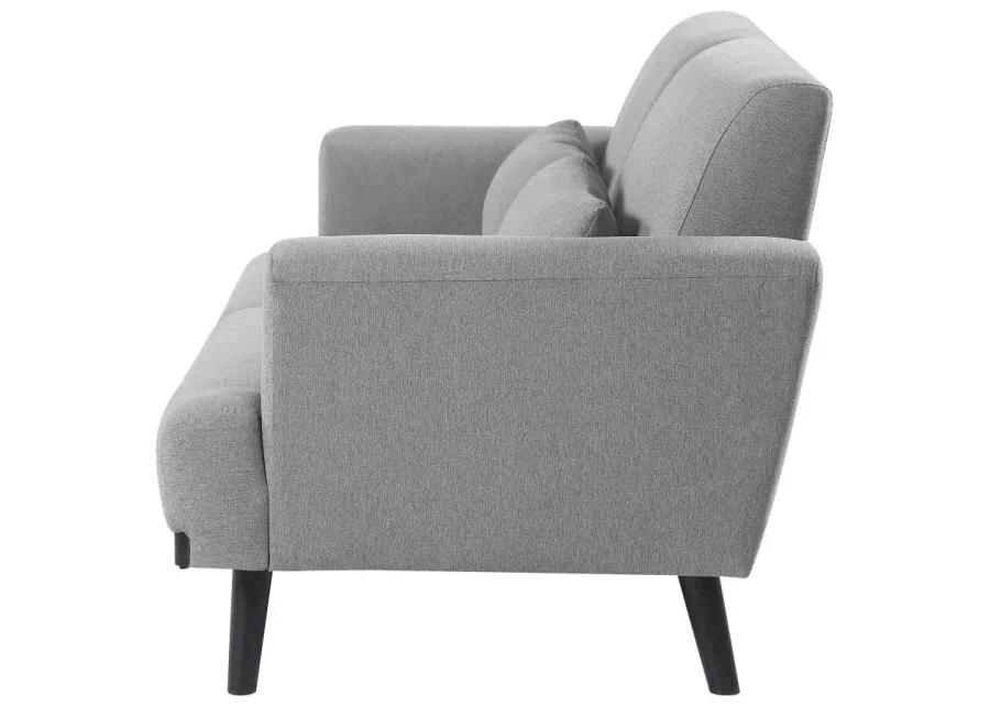 Blake Upholstered Loveseat with Track Arms Sharkskin and Dark Brown