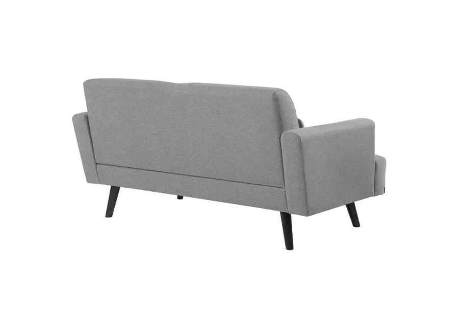 Blake Upholstered Loveseat with Track Arms Sharkskin and Dark Brown