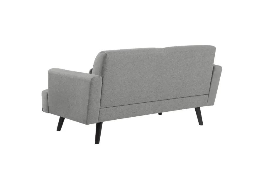 Blake Upholstered Loveseat with Track Arms Sharkskin and Dark Brown