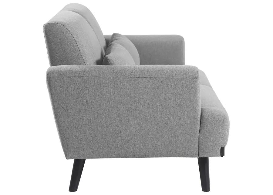 Blake Upholstered Loveseat with Track Arms Sharkskin and Dark Brown