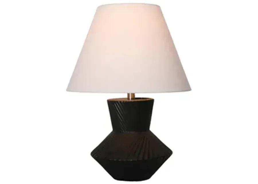 23" Ribbed Totem Table Lamp, Black/white