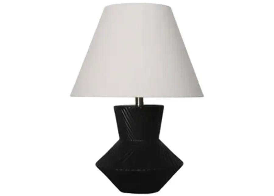 23" Ribbed Totem Table Lamp, Black/white