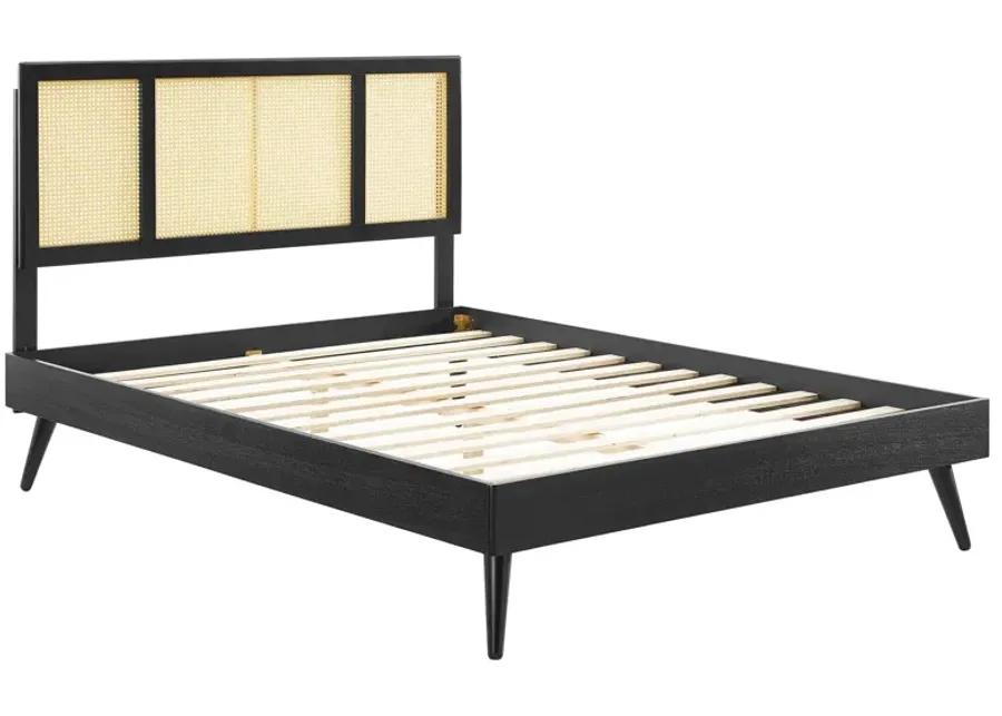 Kelsea Cane and Wood King Platform Bed With Splayed Legs