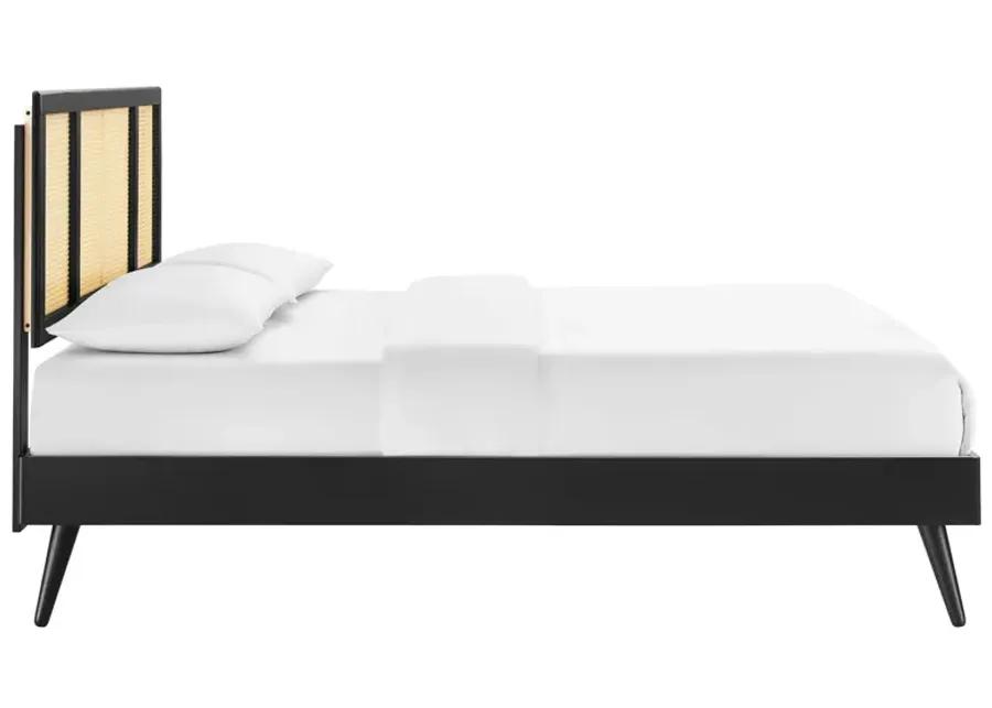 Kelsea Cane and Wood King Platform Bed With Splayed Legs